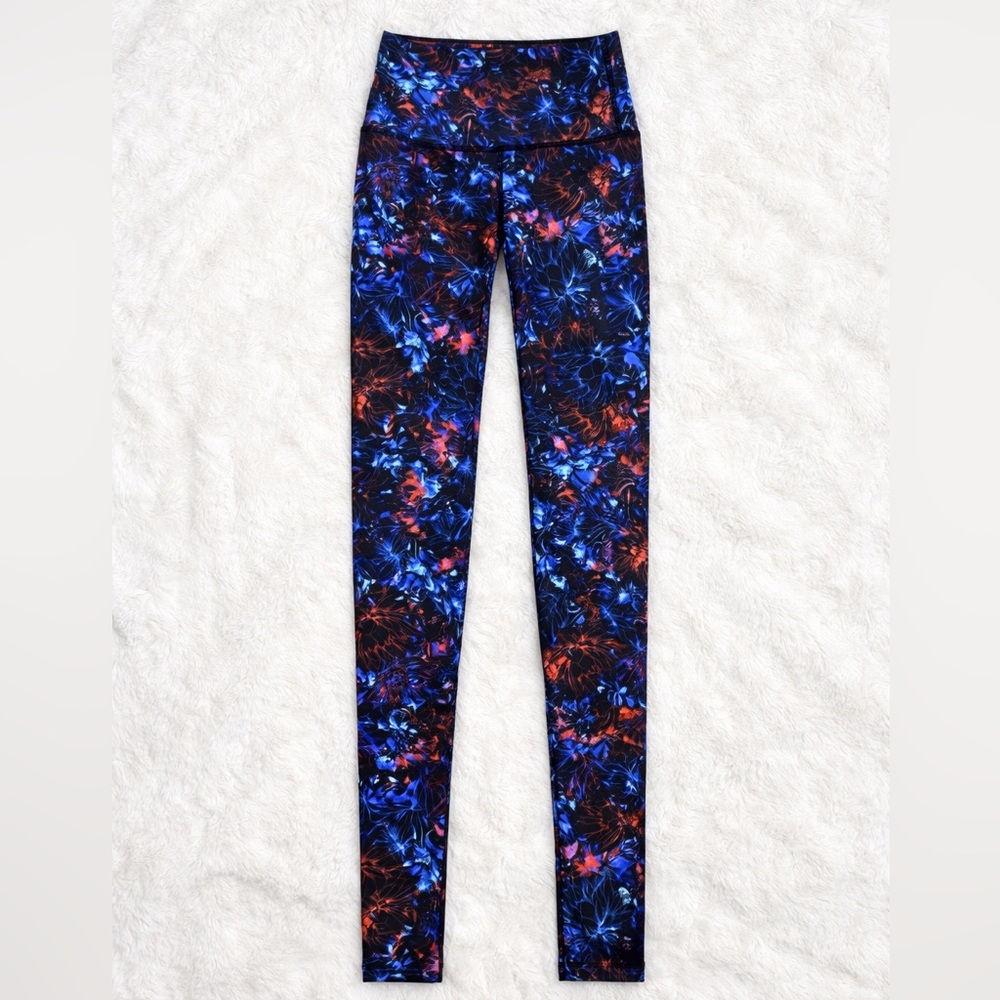 Lululemon Size 4 Floral Print High-Rise Leggings Blue Red Black